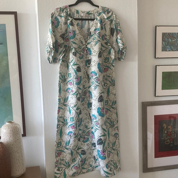 LOFT Dresses & Skirts - LOFT Green and Pink Floral Long Sleeve Dress